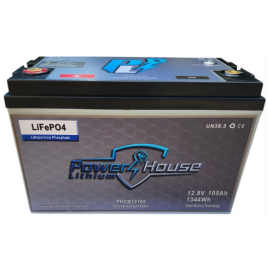 Power House Lithium 12V 105AH Cranking Lithium Battery with emergency start - Bluetooth
