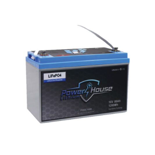 Power House Lithium 16V 80AH Deep Cycle Lithium Battery - Bluetooth