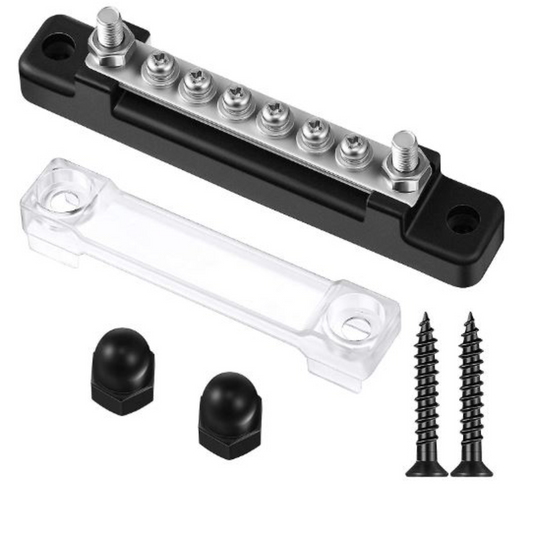Black + Red 6 Terminal Single-row Bus Bars 150a