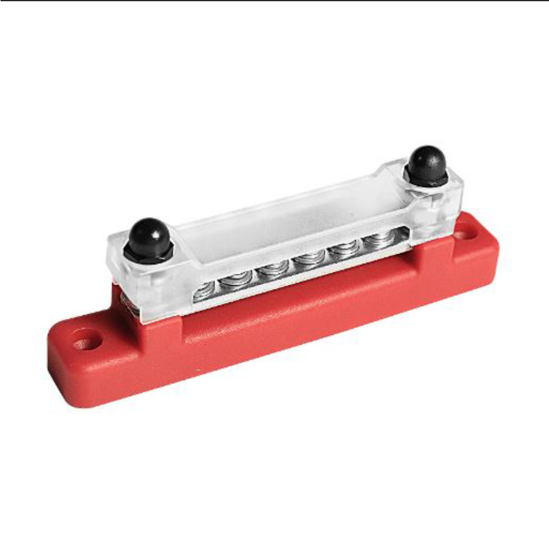 Black + Red 6 Terminal Single-row Bus Bars 150a